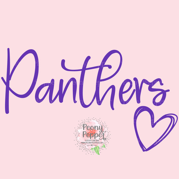 Panthers Heart Decal - 3"
