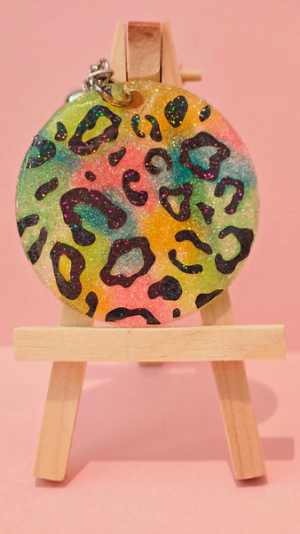 Neon Leopard Keychains