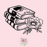 Stack of Books and Roses Decal