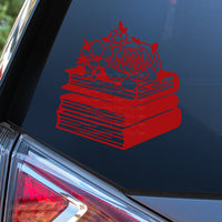 Stack of Books and Roses Decal