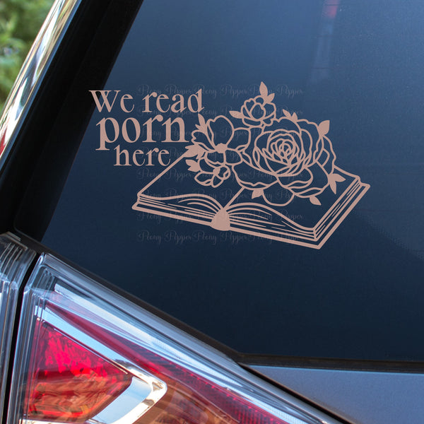 We Read Porn Here Open Book Decal