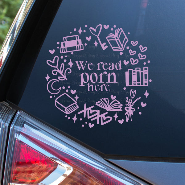 We Read Porn Here Wreath Decal