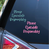 Please Ejaculate Responsibly Decal