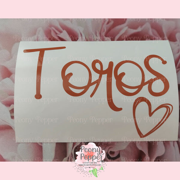 Toros Heart Decal - 6"