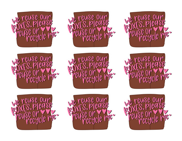 We Reuse Boxes Stickers - Nine Color Options – Peony Pepper
