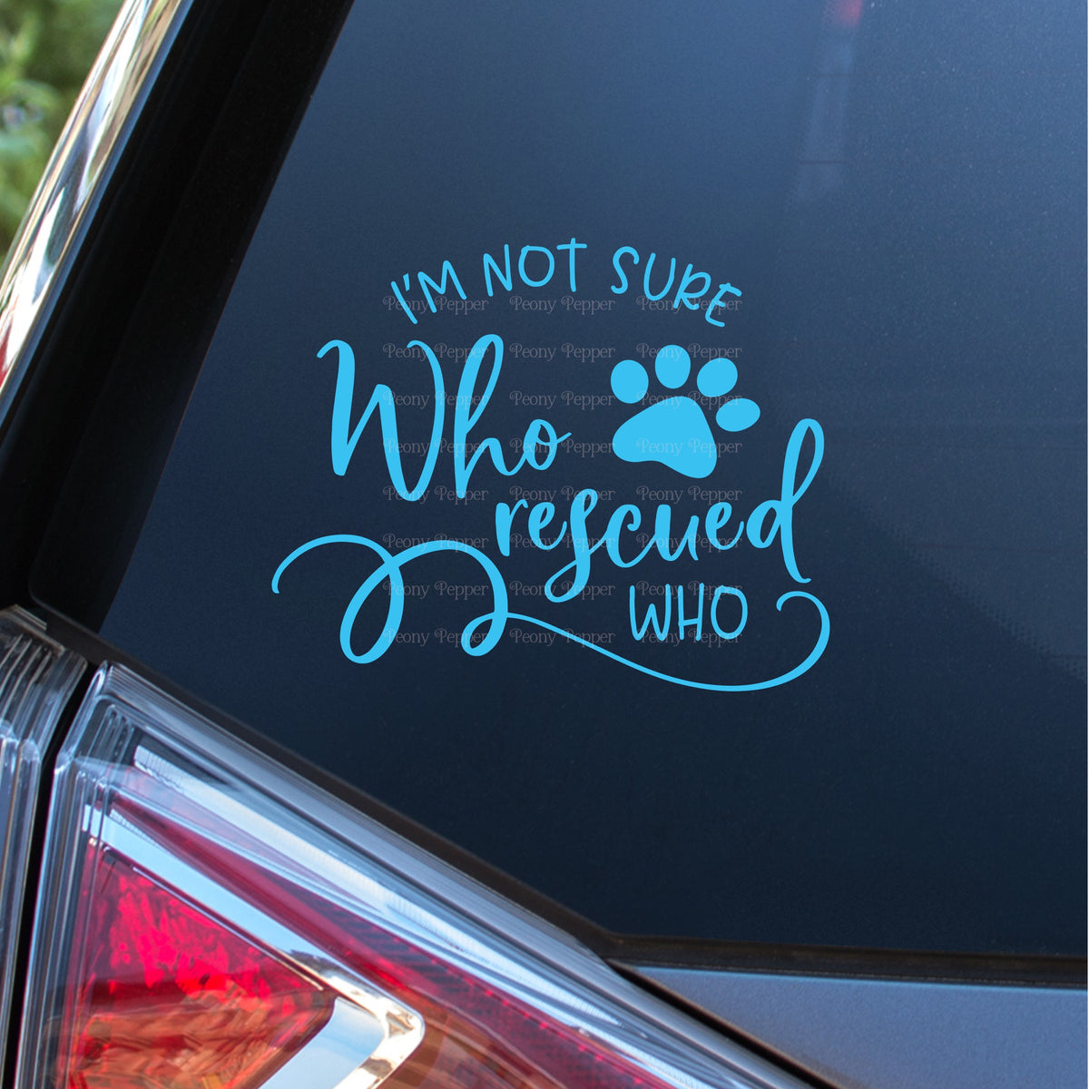 Who Rescued Who with Paw Decal – Peony Pepper